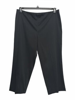St John Sport Cropped Wide Leg High Rise Pants Size 16 Black Side Zip